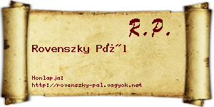 Rovenszky Pál névjegykártya